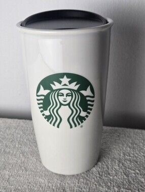 Starbucks Classic White Ceramic Travel Tumbler Mug 12oz